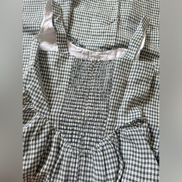 NEW Reformation Balia Midi Linen Dress in Slate Check Plaid Navy White | size 4 - Picture 14 of 16